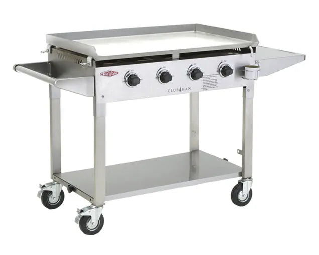 BeefEater Clubman 4-Burner Flat Top LPG BBQ and Trolley Stainless Steel - BD16440