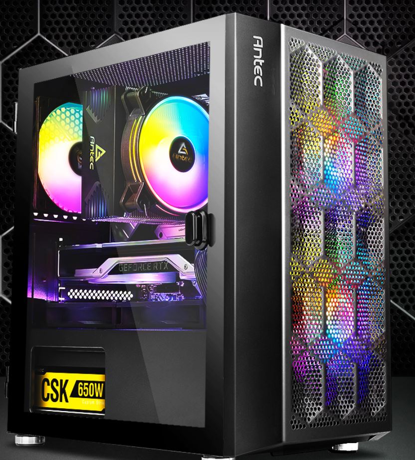 Antec NX200M RGB m-ATX, ITX Case, 3x RGB Fan. Large Mesh Front for excellent cooling, Side Window, Radiator 240mm. GPU 275mm, NX200M-RGB