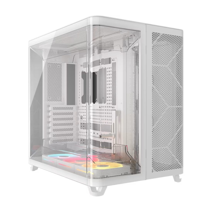 Corsair AIR 5400 LX-R RGB iCUE LINK Triple Chamber Mid-Tower PC Case - White; ATX/E-ATX; 467x470x340mm; TG; 360GPU; 180CPU; 360RAD; USB-C, CC-9011321-WW
