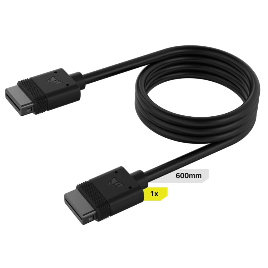 Corsair iCUE LINK Cable, 1x 600mm with Straight connectors, Black(LS), CL-9011119-WW