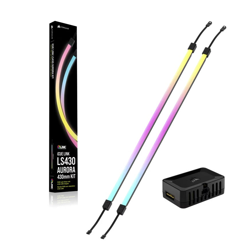 Corsair iCUE LINK LS430 Aurora RGB Light Strips - 430mm Kit - 430x10x10mm, magnetic mount, black, addressable LEDs, CL-9011136-WW