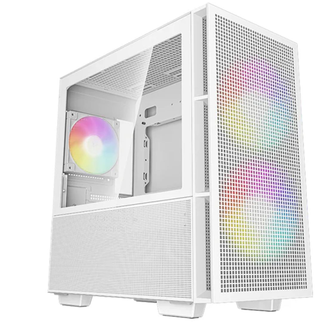 DeepCool CH360 Digital White Micro ATX Case, Digital Status Display, Tempered Glass Window,1x USB 3.0, 1x USB-C, HD Aud (LS), R-CH360-WHAPE3D-G-1