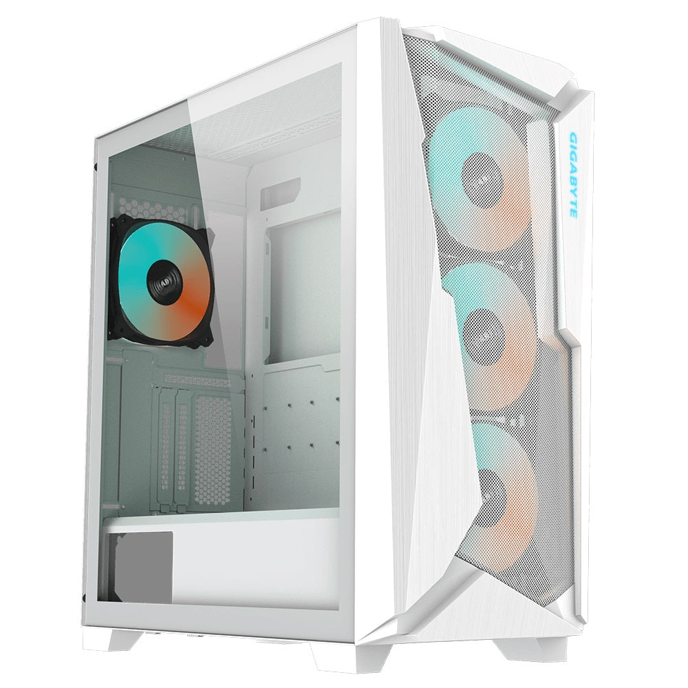 Gigabyte (LS) Gigabyte C301 RGB Tempered Glass E-ATX White Mid Tower Gaming Chassis 2x3.5' 2x2.5' 2xUSB3.0 Detachable Dust Filter Liquid Cooling PSU ATX, GB-C301GW