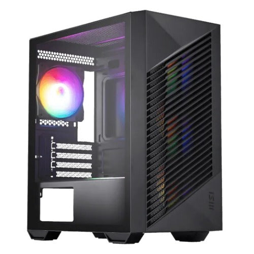 MSI PRO FORGE M050A Mini-Tower, mATX/ITX, GPU 300mm, CPU 160mm, PSU 170mm, 4 slots, 4xRGB fans, 2x2.5', 2x3.5', 120/240mm top rad, 388x200x423mm