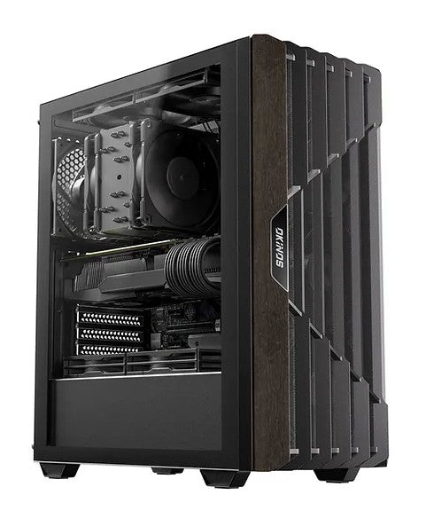 OKINOS Cypress 5 Oak Wood ATX, Type-C ,4 x 120mm 3Pin Non-PWM CaseFans Preinstalled ,Tempered Glass Side Panel,BlackMid-Tower Computer Case, CAO-C5ARIR