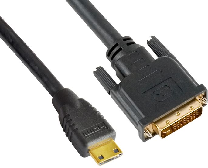 Astrotek Mini HDMI to DVI Cable 60cm - 19 pins Male to 24+1 pins Male 30AWG OD6.0mm Gold Plated Black PVC Jacket RoHS LS ~CBAT-MINIHDMIDVI-1.4, AT-MINIHDMIDVI-0.6