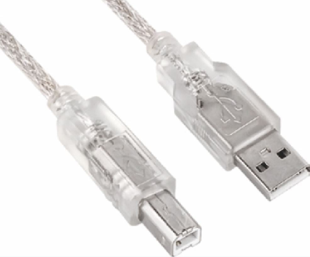 Astrotek USB 2.0 Printer Cable 2m - Type A Male to Type B Male Transparent Colour for HP Canon Epson Brother Xerox Lexmark Dell, AT-USB-AB-2M
