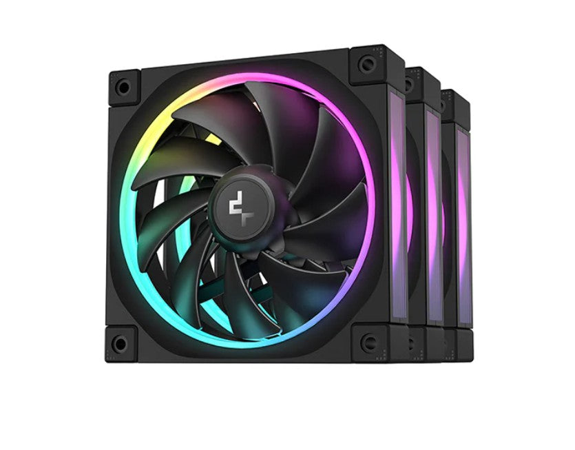 DeepCool FL12 3IN1 (3-Pack) 120mm Unique ARGB Fans, Low Noise, 4-pin PWM, Fluid Dynamic Bearing, Addressable RGB LED, R-FL12-BKAPN3-G