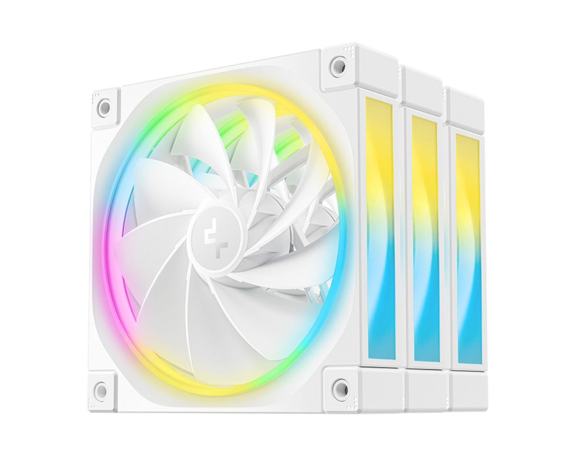 DeepCool FL12R White 120mm (3-Pack) Unique Addressable RGB High Performance Fans, Low Noise, 4-pin PWM, Fluid Dynamic Bearing, R-FL12R-WHAPN3-G