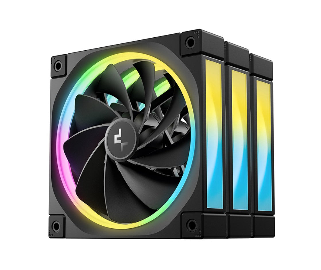 DeepCool FL12R 120mm (3-Pack) Unique Addressable RGB High Performance Fans, Low Noise, 4-pin PWM, Fluid Dynamic Bearing, R-FL12R-BKAPN3-G