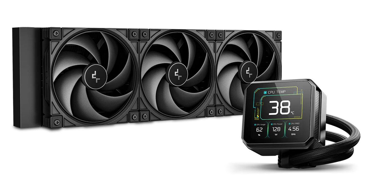 DeepCool SPARTACUS 360 Fully Customisable 6th Gen Liquid Cooler with Silent Ring Fans, 3.4' LCD, R-SPT360-BKDSMP-G-1