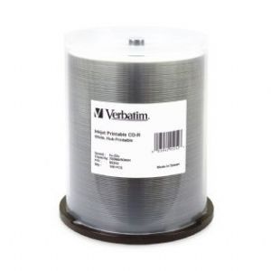 Verbatim CD-R 700MB 100Pk White Wide InkJet 52x Ideal for full-surface, edge-to-edge printing, 95252