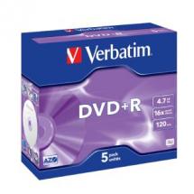 Verbatim DVD+R 16X Jewel 5pk 4.7GB, 95049