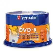Verbatim DVD-R 4.7GB 50Pk White InkJet 16x, 9.51E+04