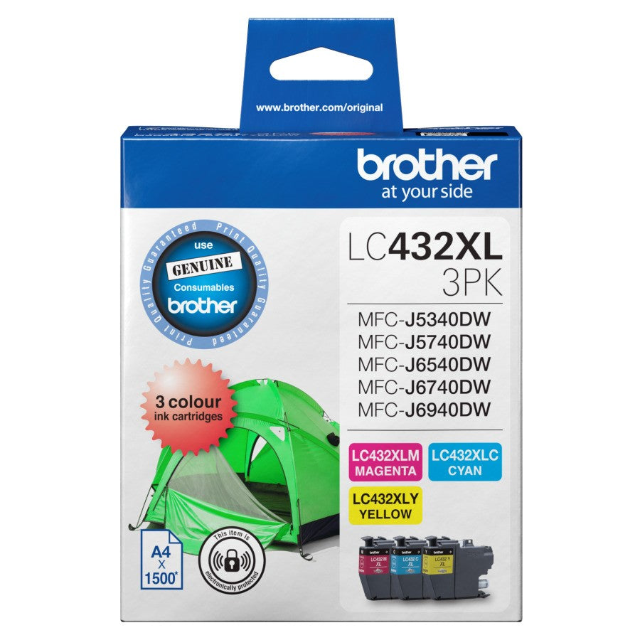 Brother LC432xl Colour Value Pack 1xcyan 1x Magenta 1x Yellow, LC-432XL-3PKS