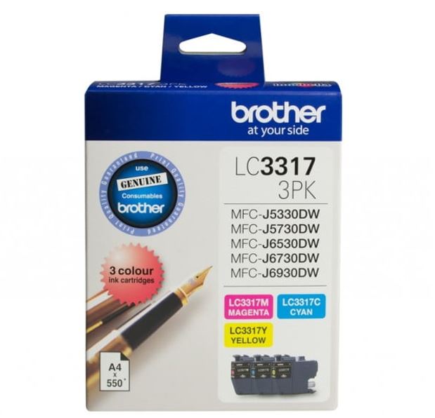 Brother LC-3317 Colour Value Pack 1XCyan 1X Magenta 1X Yellow, LC-3317-3PK