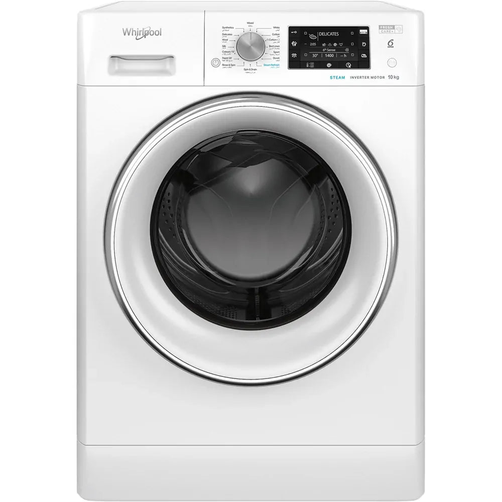 Whirlpool 10kg Front Load Washing Machine with 6th Sense and Steam - FDLR10250