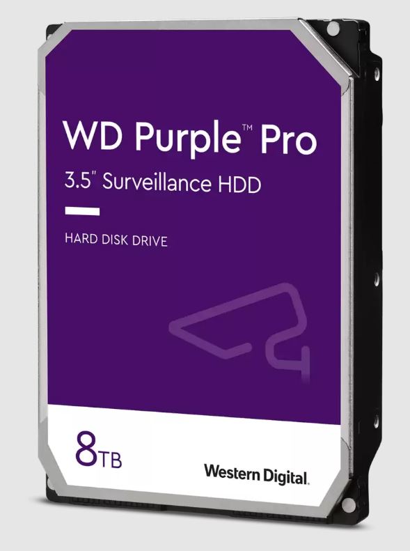 Western Digital WD Purple Pro 8TB 3.5' Surveillance HDD 7200RPM 256MB SATA3 245MB/s 550TBW 24x7 64 Cameras AV NVR DVR 2.5mil MTBF, WD8002PURP