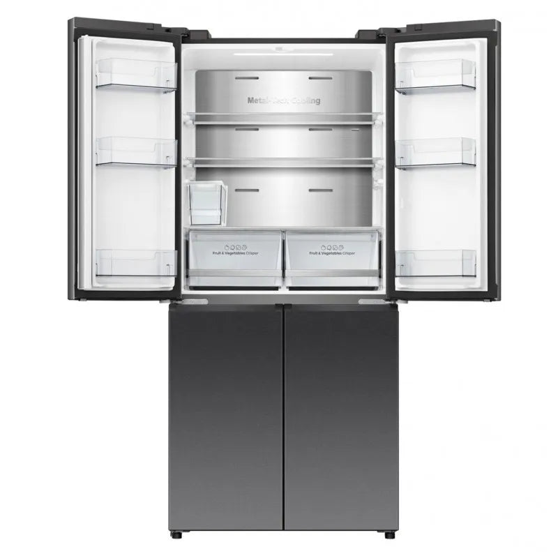 Hisense 483L PureFlat Slim French Door Fridge Black Stainless Steel - HRCD483TBW