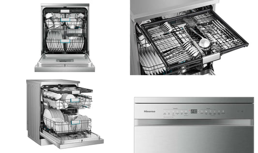Hisense 60cm 16 Place Setting Freestanding Dishwasher Stainless Steel HSAA16FS