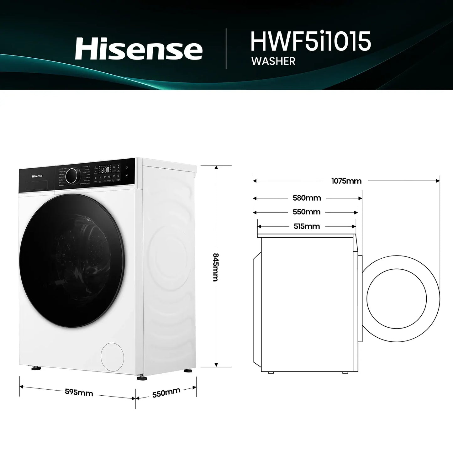 Hisense 10kg Series 5i Front Load Washing Machine HWF5i1015