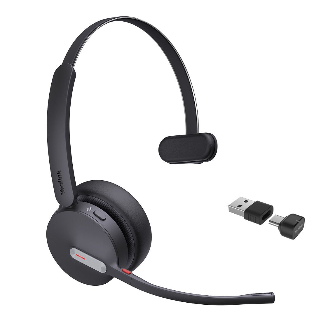 Yealink BH70 Bluetooth Wireless Mono Headset UC, 3 mic noise cancellation Talk time up to 35h BT51 C Dongle with Type A Adaper Comfort Wearing, BH70-M-UC-C/A