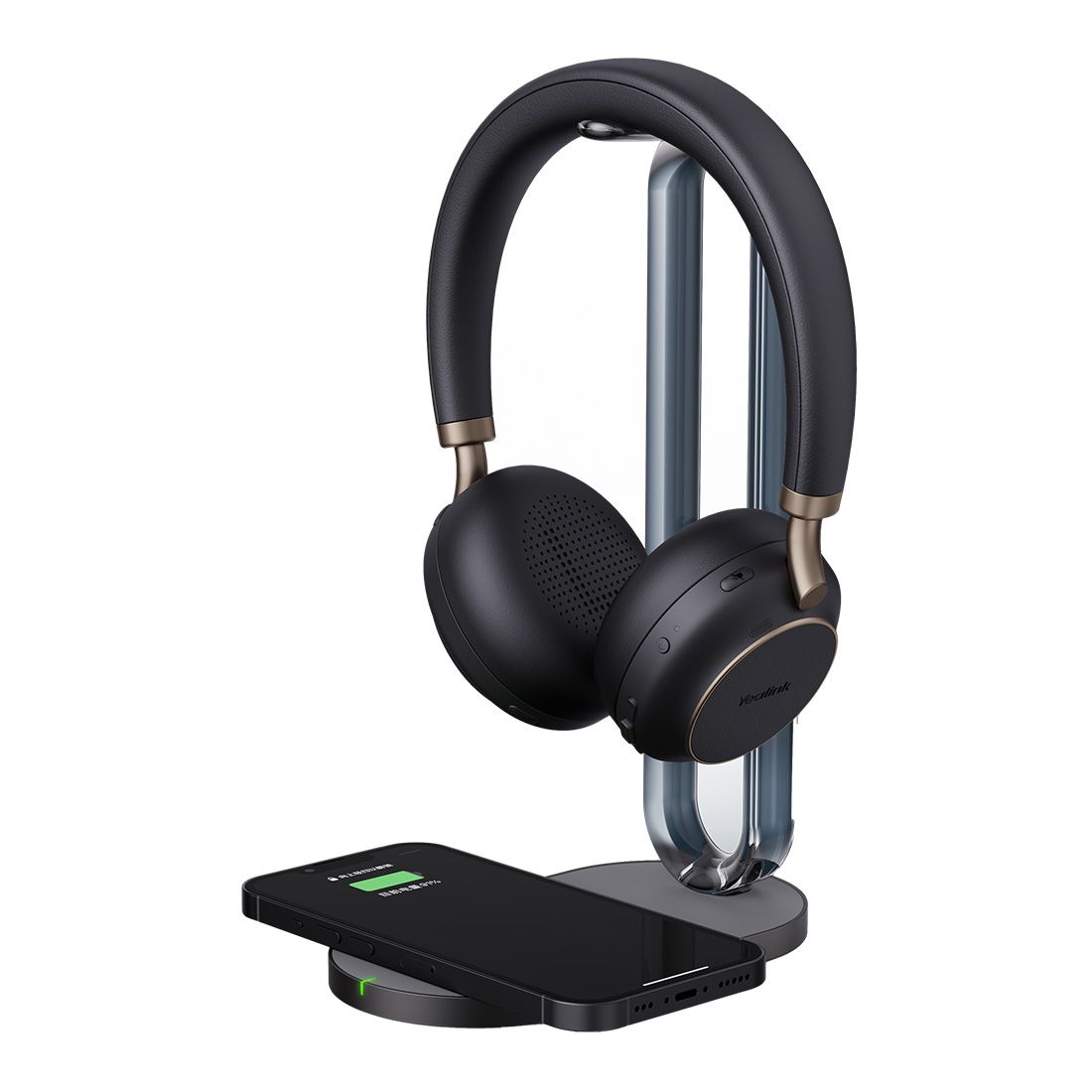 Yealink BH76 Plus with Charging Stand Teams Black USB-C/A Bluetooth Stereo Headset, 5Mic Beamforming Noise Cancellation Talk time up to 35h, BH76-P-CH-MS-C/A