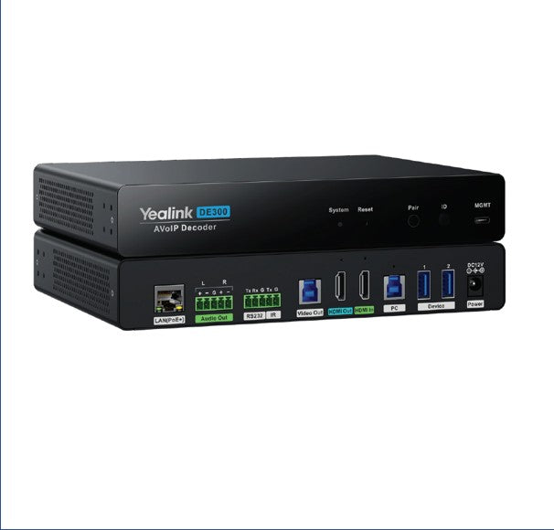 Yealink YealinkDE300,AV over IP, 4K@60Hz4:4:4,USB 3.0 capture for MTR,Seamless 2x2 Video Matrix Switching,Multiple USB Connectivity,HDCP 2.3,Gigabit Ethernet