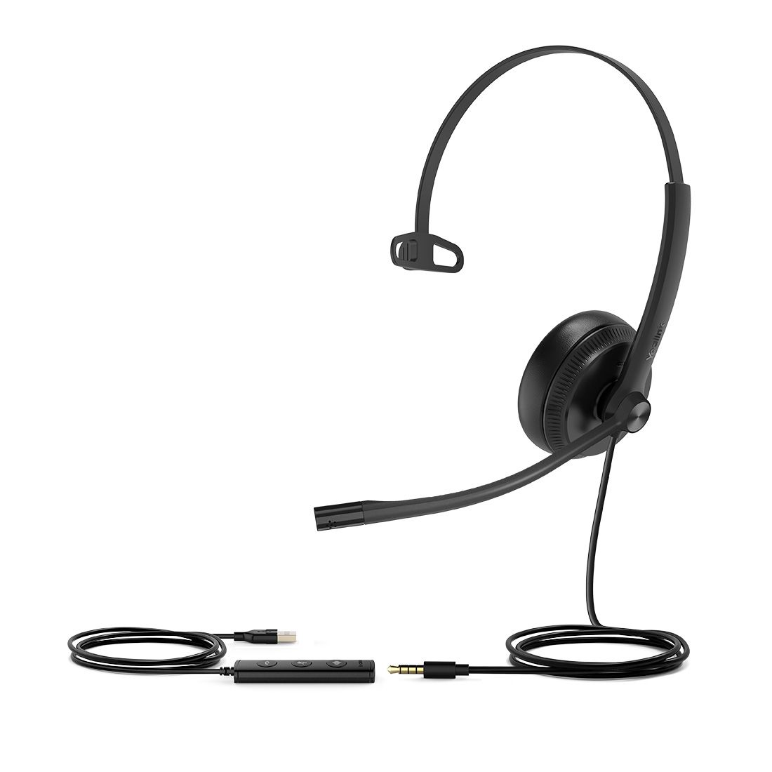 Yealink UH34 Special Edition Mono UC USB Headset, USB-A 3.5mm, Audio Clarity, Noise Cancelling Microphone, Leather Ear Cushions, YHC20 Controller, UH34-SE-M-UC