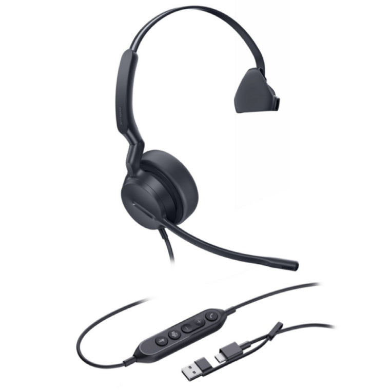 Yealink UH42 Mono Teams USB-C/A Microsoft Certified Teams USB Wired Headset, Noise-Canceling Microphone, Leather Ear Cushions Controller Teams button, UH42-M-MS-C/A