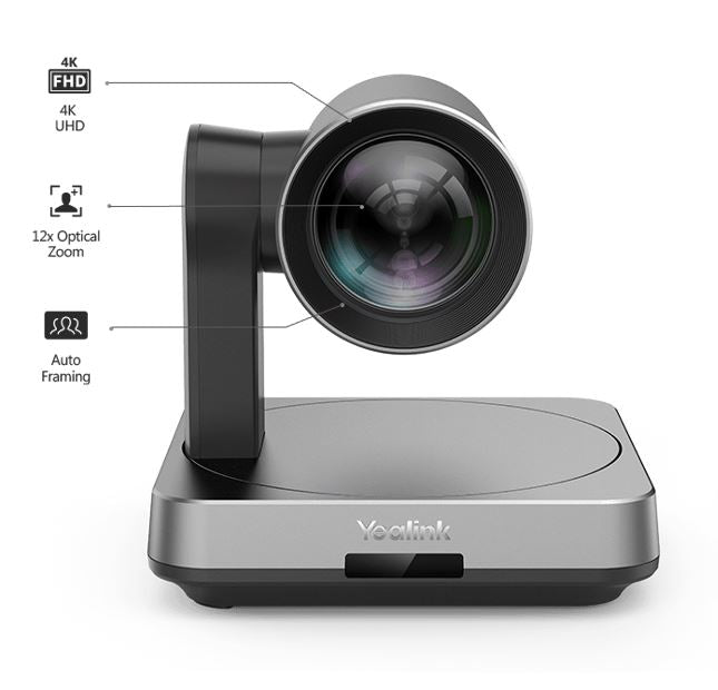 Yealink UVC84 Video Conference Camera for Medium and Large Room, True 4K Ultra HD Video, 12x optical and 3x digital zoom