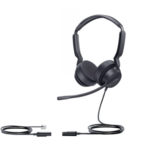 Yealink YHS36 E2 Dual, wired binaural, plug-and-play RJ9 connectivity, wideband HD audio, noise-canceling microphone, YHS36-E2-D