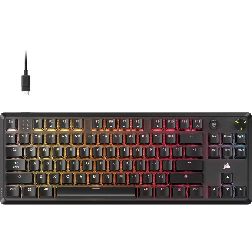 Corsair K70 CORE TKL RGB Mechanical Gaming Keyboard, MLX Red switches, full key rollover, RGB, 1,000Hz, USB wired, iCUE support, PC/Mac/Xbox, CH-911911E-NA