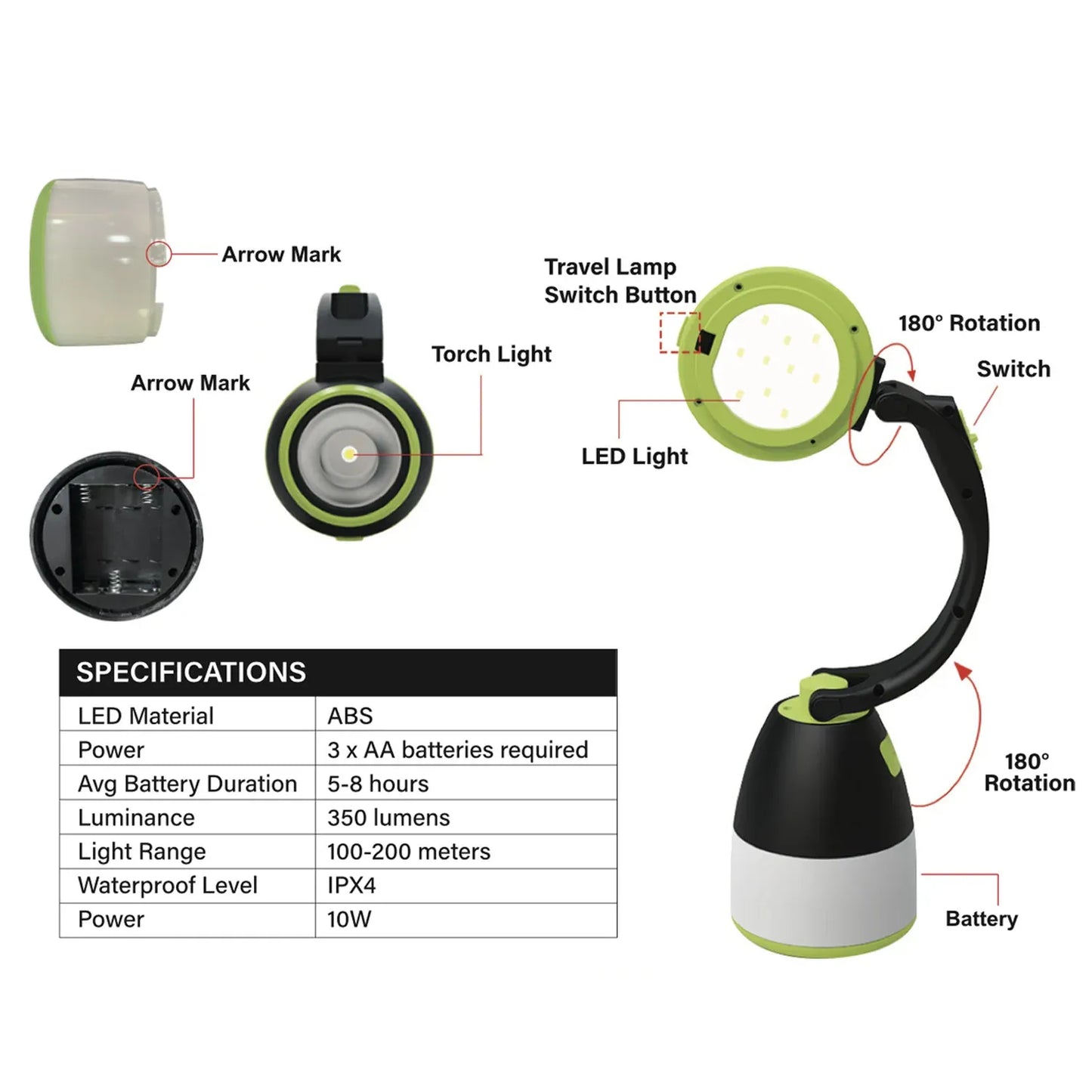 Kleva Smart Light 3-in-1 Torch Lantern and Desk Lamp - KSMARTL01