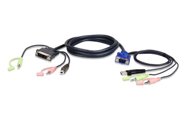 Aten KVM Cable 3m with VGA, USB & Audio to DVI-I (Single Link), USB & Audio, 2L-7DX3U