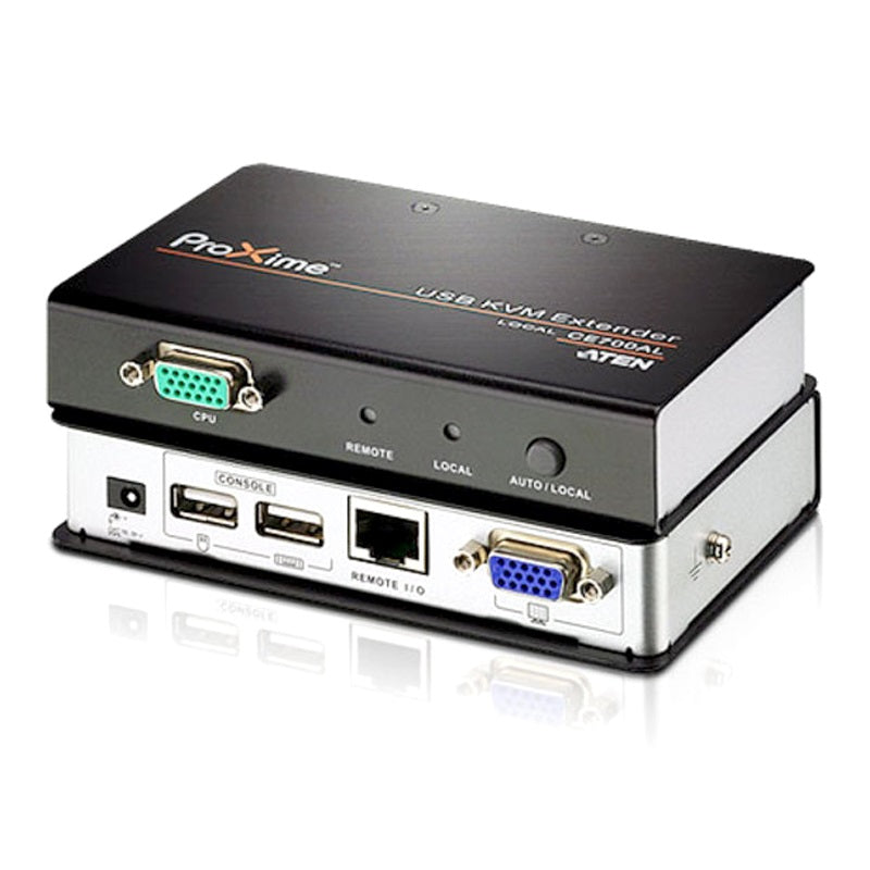 Aten KVM Extender Kit VGA/USB Cat 5 Extender w/ Local Access, 1920x1200@60Hz 30m, 1600x1200@60Hz 100m, 1280x1024@60Hz 150m, CE700A-AT-U