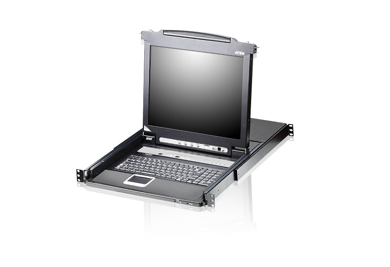 Aten Rackmount KVM Switch Single Rail 8 Port VGA PS/2-USB w/ 17' LCD Display, 2x Custom KVM Cables, 1280x1024@75hz Display, LED Illumination, CL5708M-ATA-AU
