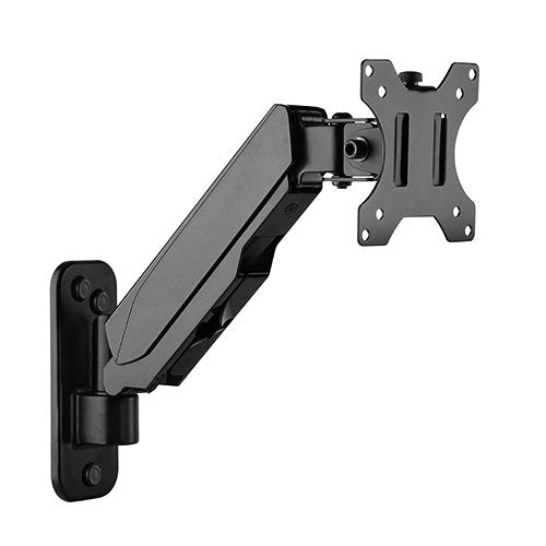 Brateck Single Screen Wall Mounted Gas Spring Monitor Arm,17'-32',Weight Capacity (per screen) 8kg; Matte Black, LDA30-111