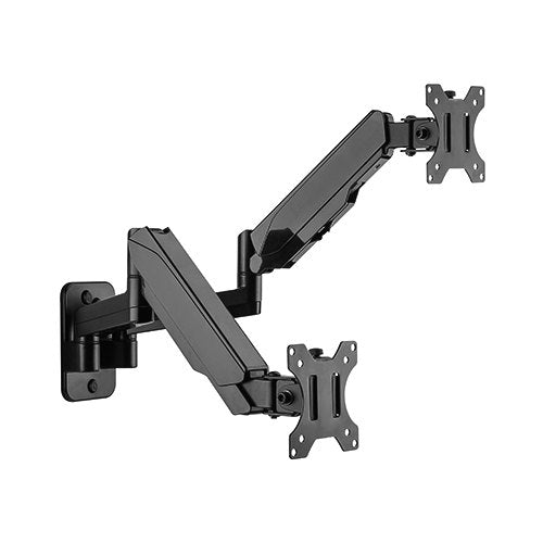 Brateck Dual Monitor Wall Mounted Gas Spring Monitor Arm 17'-32',Weight Capacity (per screen)8kg, Matte Black, LDA30-114