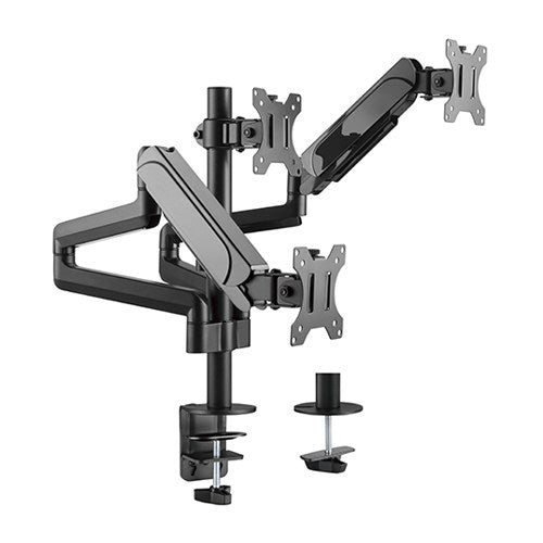 Brateck Triple Monitors Pole-Mounted Gas Spring Monitor Arm Fit Most 17'-27' Monitors Up to 7kg per screen VESA 75x75/100x100, LDT48-C036