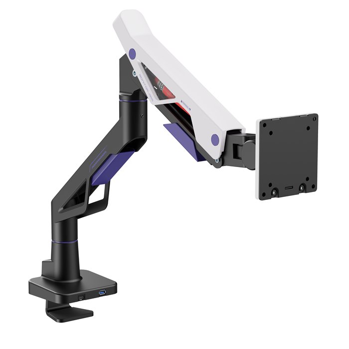 Brateck LDT95-C012UC Atlas Neo Gaming Monitor Arm with USB-A & USB-C Ports For most 24'~57' Monitors, Fit Curved Monitor, Matte Black & White (new), LDT95-C012UC-BLKWH