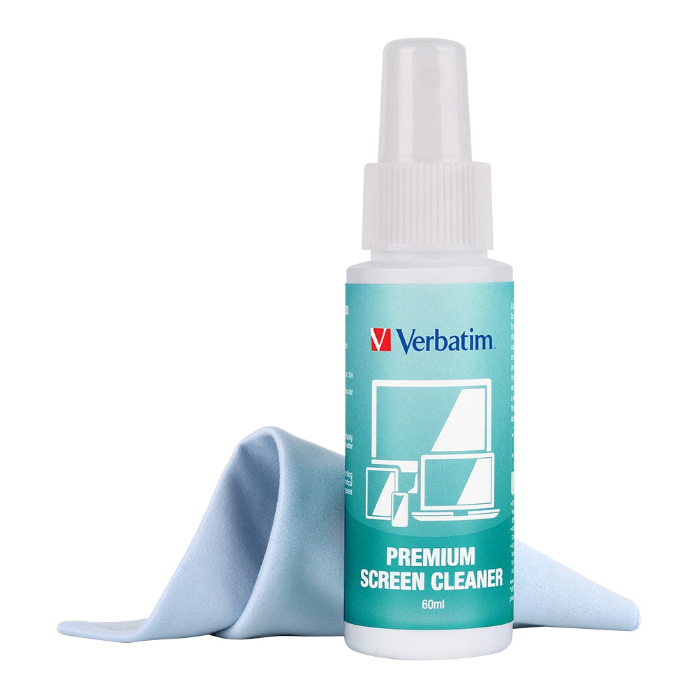 Verbatim Premium Screen Cleaning Kit - 60ml. Laptop, Phone, Tablet, Monitors, Screens, Glass. Antibacterial, 66610
