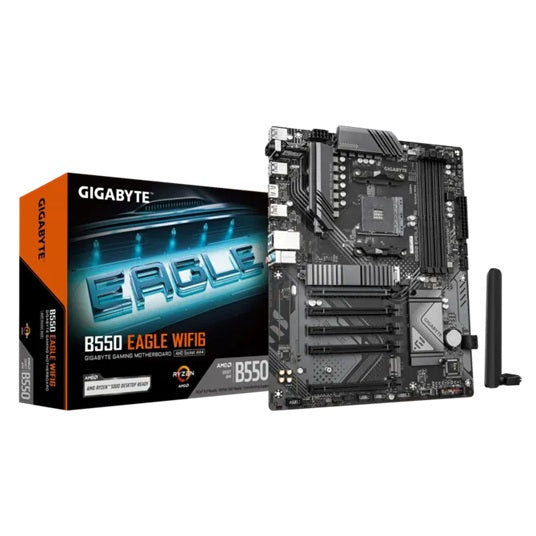 Gigabyte B550 EAGLE WIFI6 AMD ATX motherboard with AM4 support, Ryzen 3000-5000 CPUs, DDR4 up to 128GB, PCIe 4.0, dual M.2, Wi-Fi 6, Bluetooth 5.3 HDMI 2.1