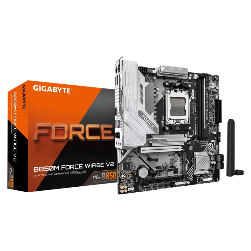 Gigabyte B850M FORCE WIFI6E V2, AMD AM5, 2 x DDR5 up to 128 GB, 1 x HDMI, 2 x PCI Express x16, 3 x M.2, 5x USB 3.2, 6x USB 2.0, 5GbE LAN, B850M FORCE WF6E V2