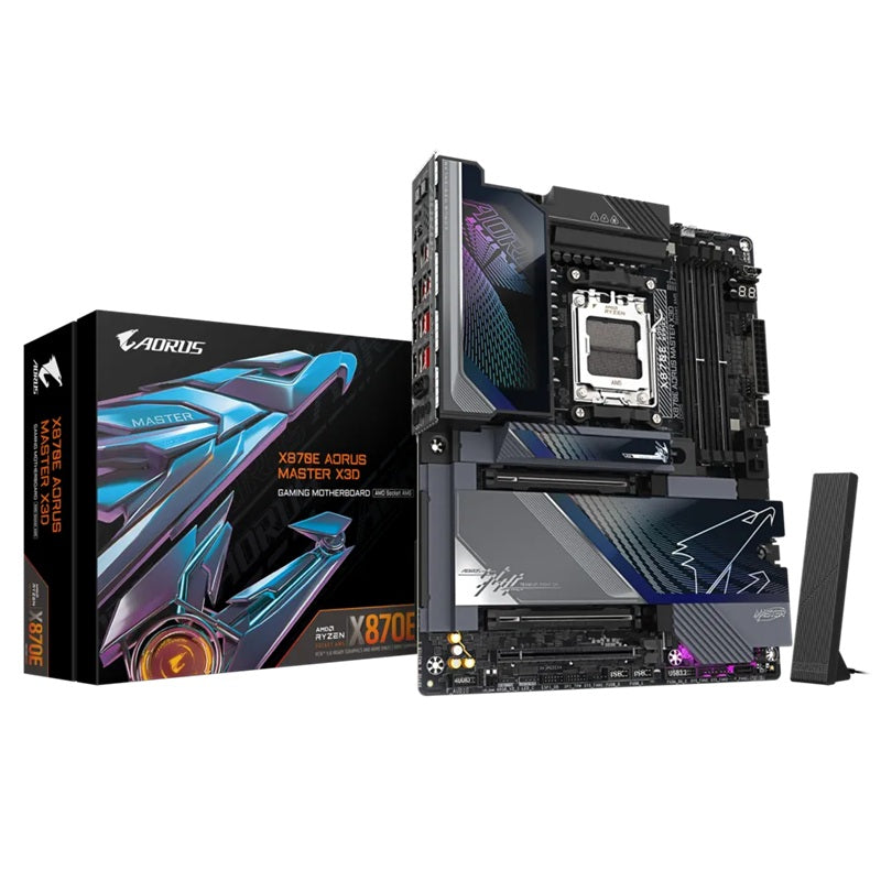 Gigabyte X870E AORUS MASTER X3D AM5 DDR5 256GB USB4 Wi-Fi7 BT5.4 10GbE+5GbE PCIe5 M.2 PCIe5/4 HDMI ALC1220 ES9118 ATX 30.5x24.4cm, X870E A MASTER X