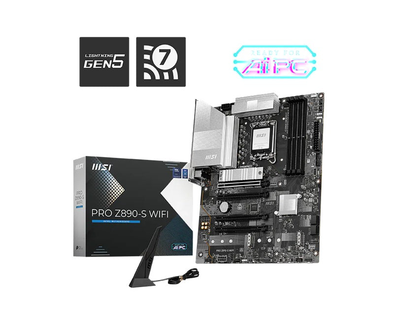 MSI PRO Z890-S WIFI, INTEL Z890, 4x DDR5 256GB, 1x HDMI, 4x PCI-E x16 slot, 3x M.2, 4x SATA, 4x USB 2.0, Intel Wi-Fi 7