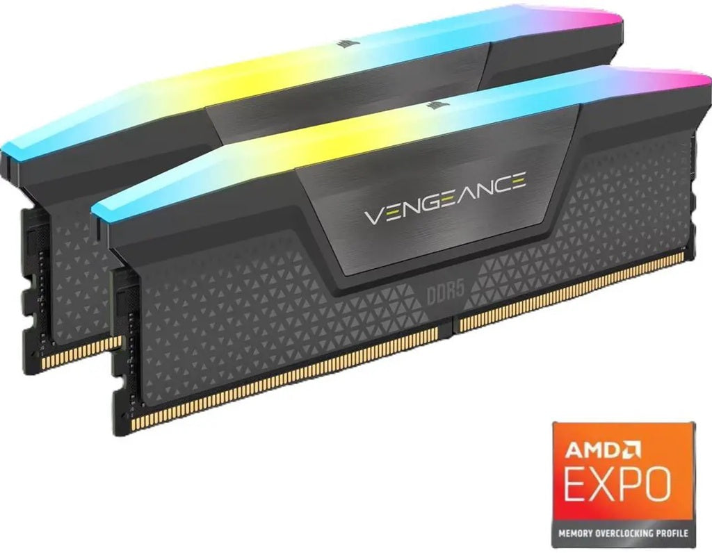 Corsair Vengeance RGB DDR5 16GB (2 x 8GB) DDR5 5200 CL40-40-40-77 1.25V Intel XMP & AMD EXPO - GREY, 288-pin DIMM, RGB, iCUE, CMH16GX5M2B5200Z40