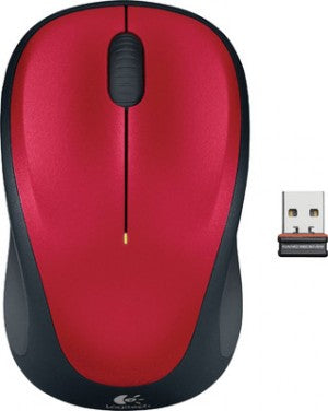 Logitech M235 Wireless Mouse Red Contoured design Glossy Comfort Grip Advanced Optical Tracking 1-year battery life, 910-003412