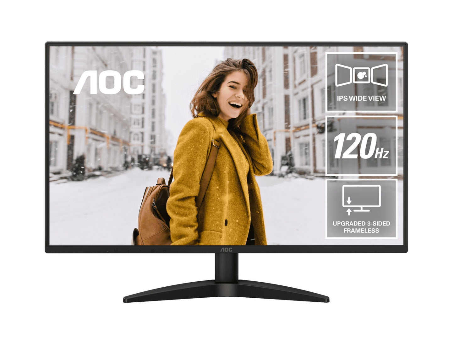 AOC 27' 120Hz IPS 1920 x 1080 (FHD), 300 cd/m2, VGA x 1, HDMI 1.4 x 1 1ms Adaptive Sync, Office and Home monitor. 2025, 27B36H3