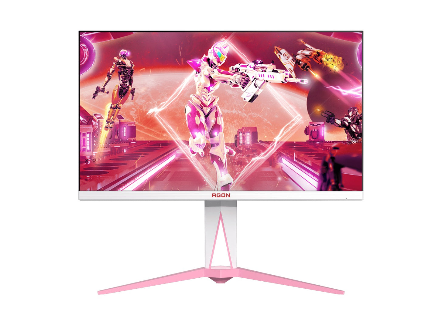 AOC AGON 27' QHD Gaming Monitor - 170Hz QHD IPS, 1ms GtG, 1.07B colors, Delta E<2, HDMI 2.0, DP 1.4, USB hub, pink & white design, height adjustable, AG275QXR